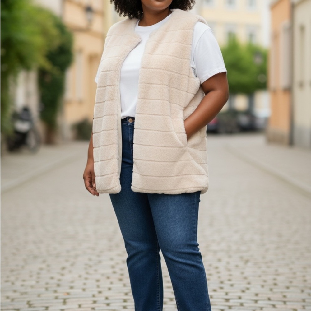 Echo Cream Faux Fur Vest